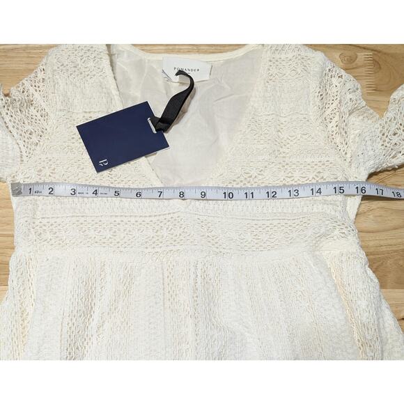 Pomander Place Tuckernuck Mini Dress Small Ivory Crochet Lace Bell Sleeve Boho - Picture 2 of 13
